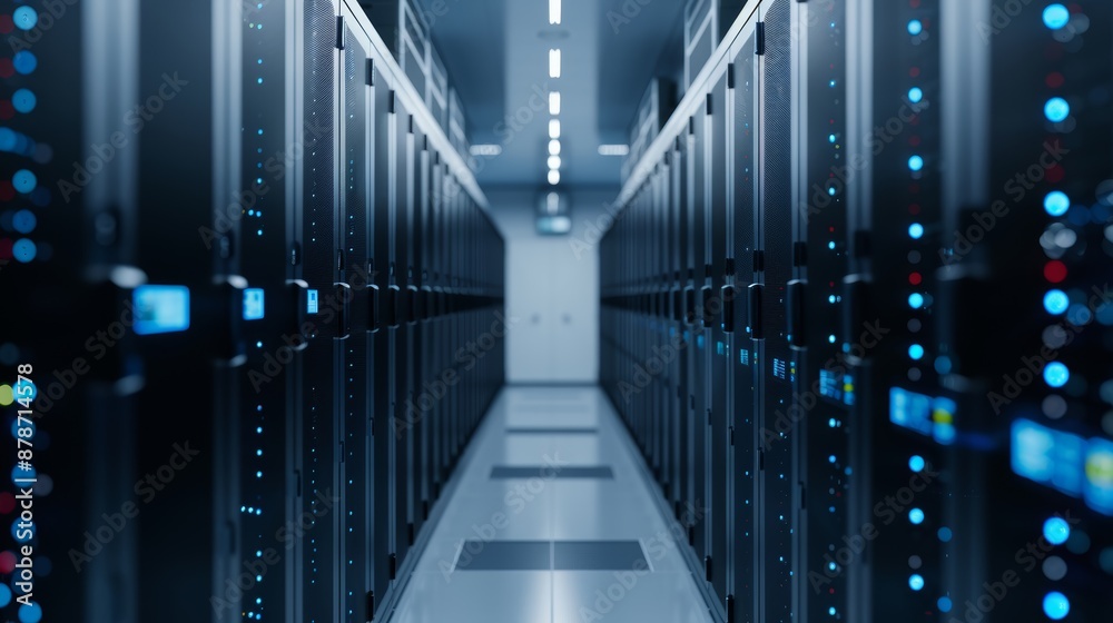 Detailed photo of a digital media storage vault, showcasing secure servers, LED indicators, and advanced climate control systems, focus cover all object Detailed photo of a digital media storage vault, showcasing secure servers, LED indicators, and advanced climate control systems, focus cover all object