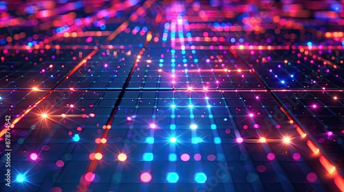 Wallpaper Mural A vibrant, futuristic neon grid with bright, colorful lights creating a dynamic and energetic atmosphere Torontodigital.ca