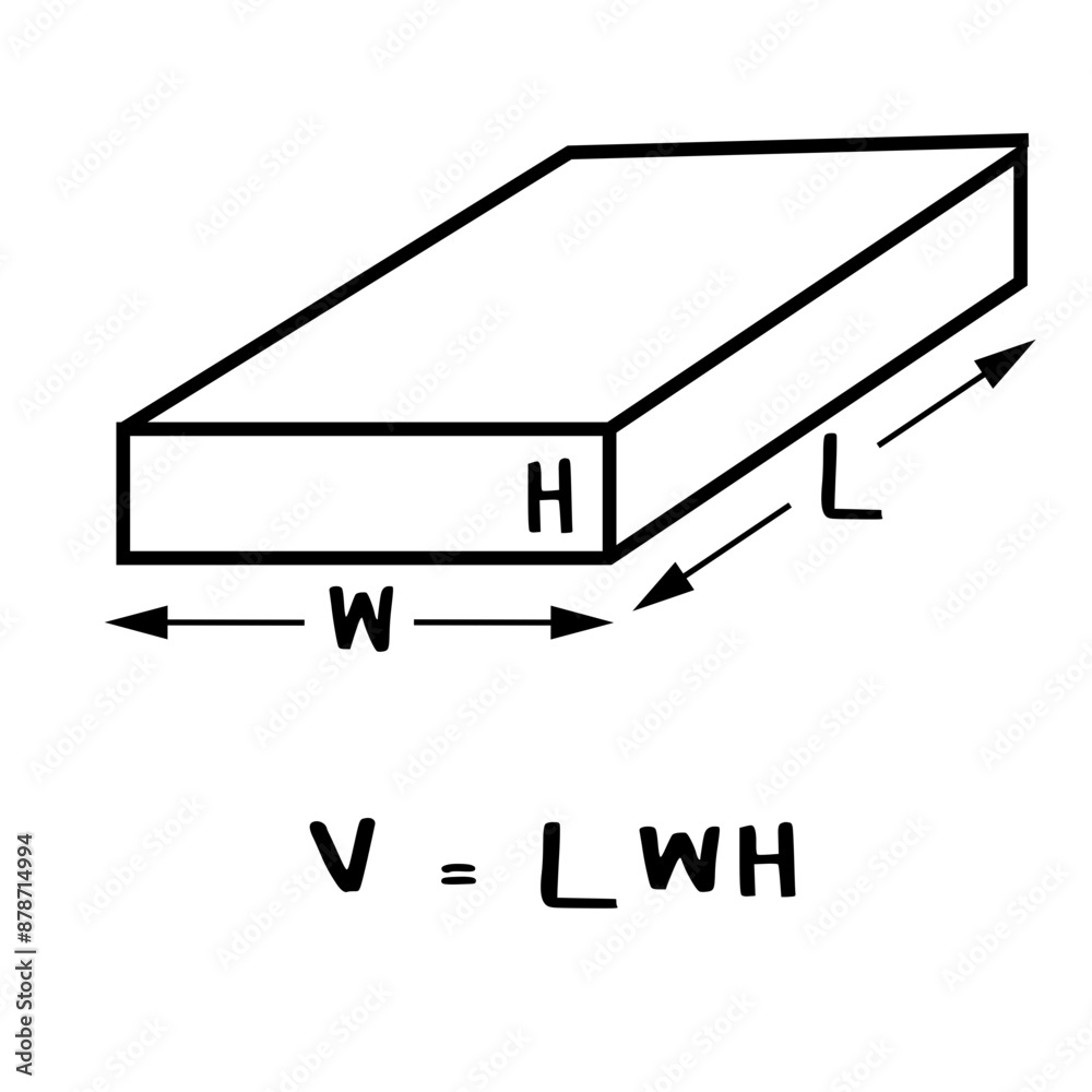 equation of volume of volume of rectangular prism illustration equation of volume of volume of rectangular prism illustration
