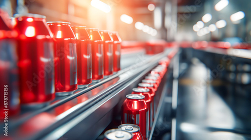 Wallpaper Mural Modern factory production line of canned beverages on conveyor belt Torontodigital.ca