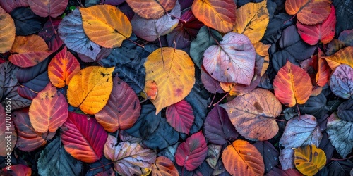 Autumn background texture with colorful fall maple leaves. Texture with autumn leaves.