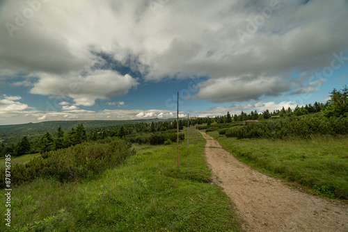 Krkonose mountains and national park in cloudy summer day photo