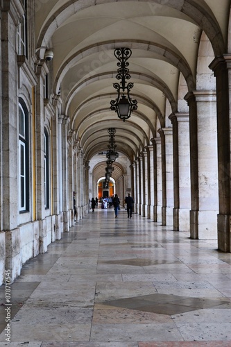 a pillared passageway in Lisbon
