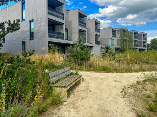 Model residential eco-friendly area in Silvolde (Netherlands). Built on the site of a former factory. The living environment includes ecological clean lands, greenhouse and vegetable garden photo