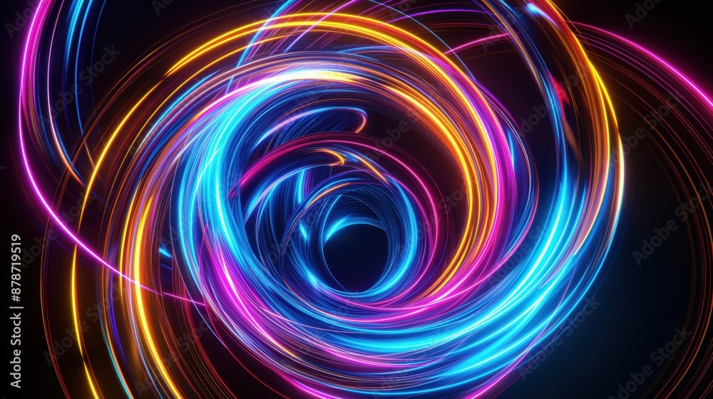 Abstract neon swirls - colorful light trails Abstract neon swirls - colorful light trails