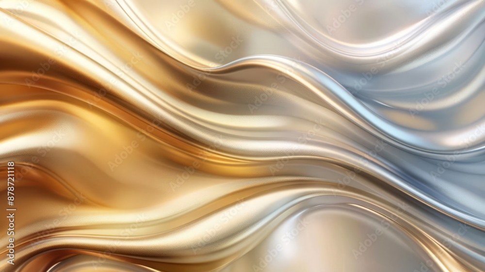 Fototapeta premium Gradient backdrop with shimmering effects, elegant, gold and silver tones, luxury feel, digital art, perfect for premium advertising
