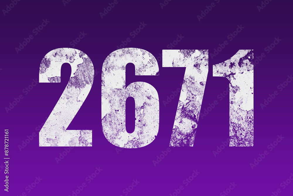 flat white grunge number of 2671 on purple background. flat white grunge number of 2671 on purple background.