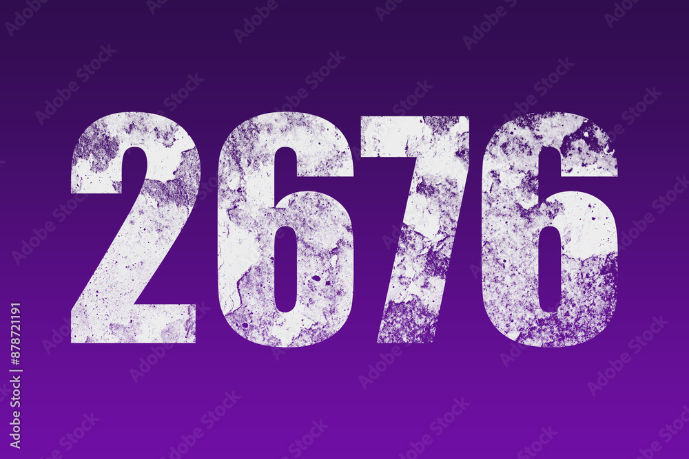 flat white grunge number of 2676 on purple background. flat white grunge number of 2676 on purple background.