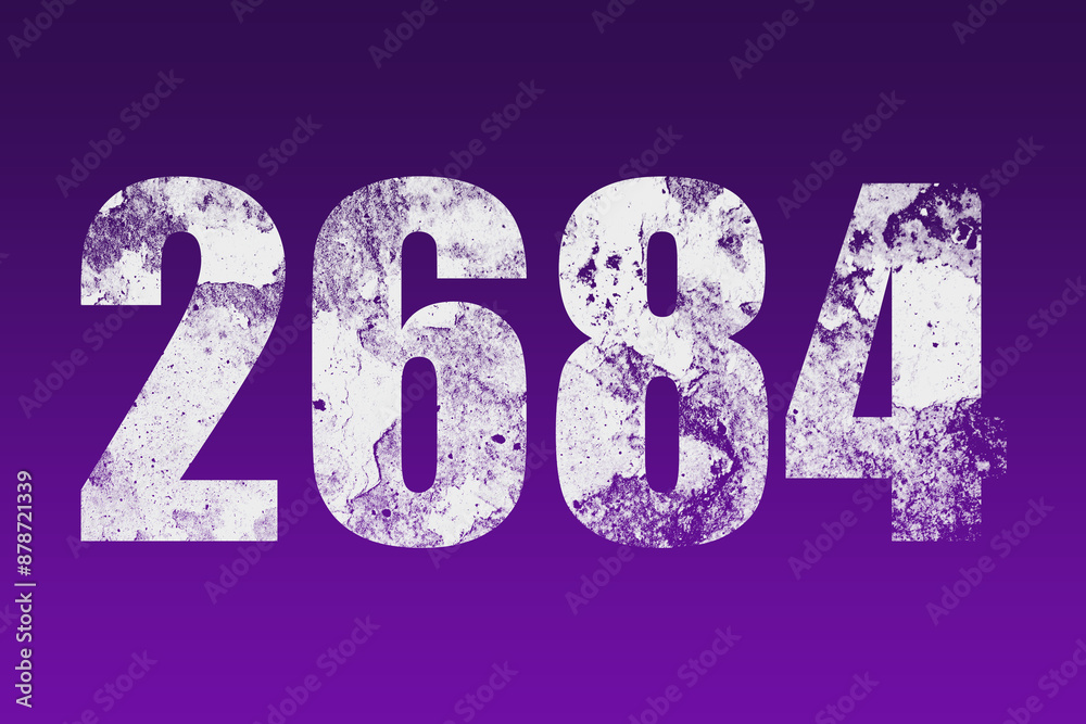 flat white grunge number of 2684 on purple background. flat white grunge number of 2684 on purple background.