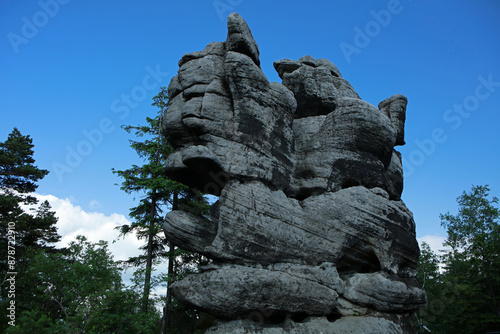 Obraz na płótnie Rock formation on the top of Szczeliniec Wielki, Table Mountains, Poland w salonie