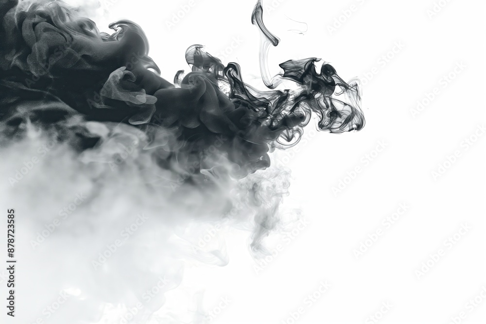 Abstract black ink swirls on white background Abstract black ink swirls on white background