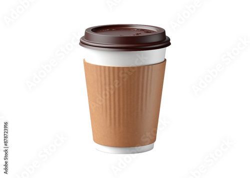 3d paper coffee cup isolated on transparent background, cut out