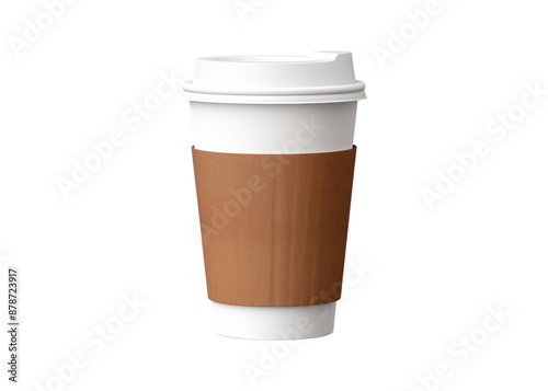 3d paper coffee cup isolated on transparent background, cut out