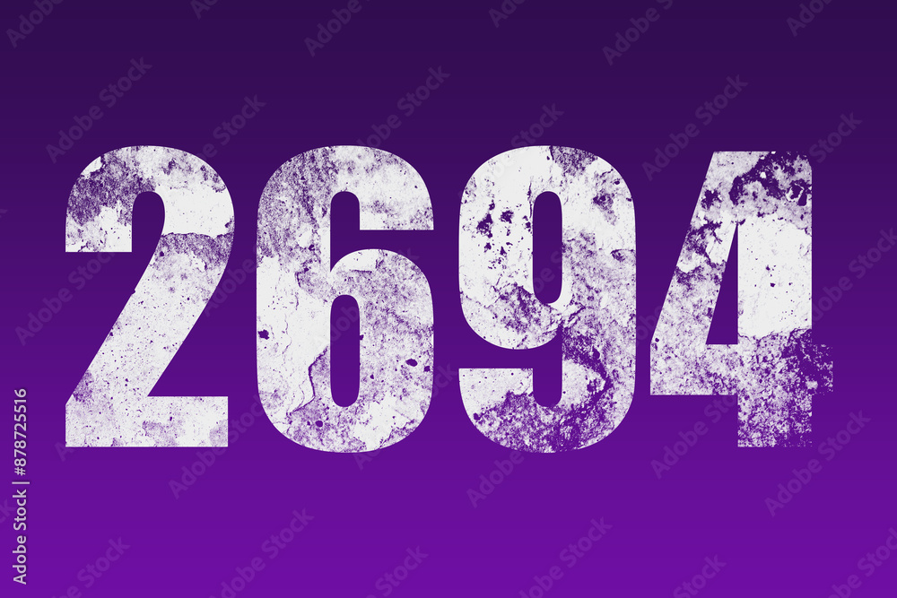 flat white grunge number of 2694 on purple background. flat white grunge number of 2694 on purple background.