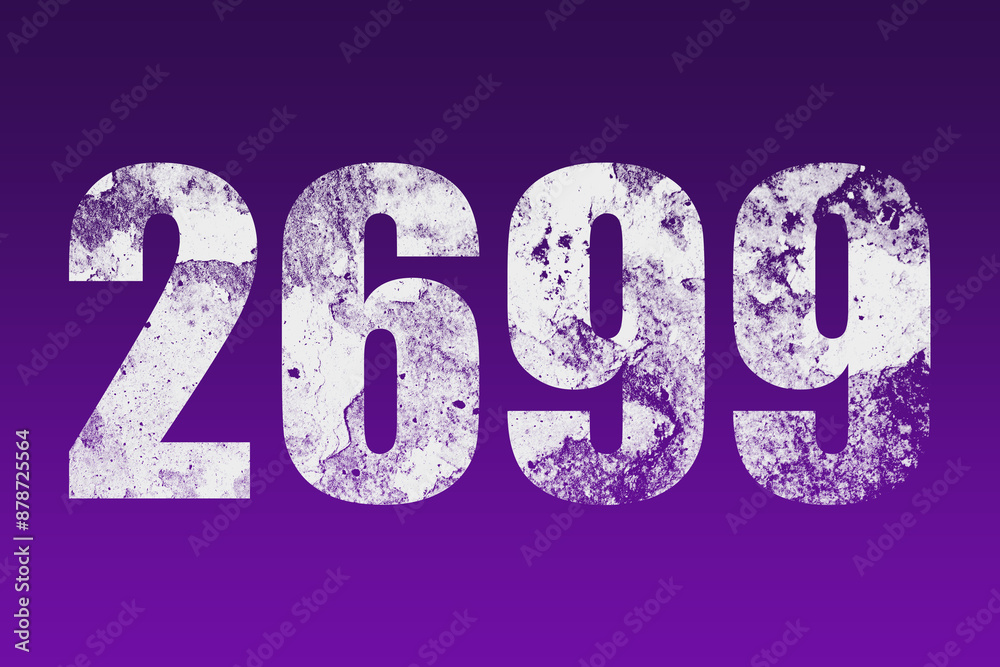 flat white grunge number of 2699 on purple background.	
