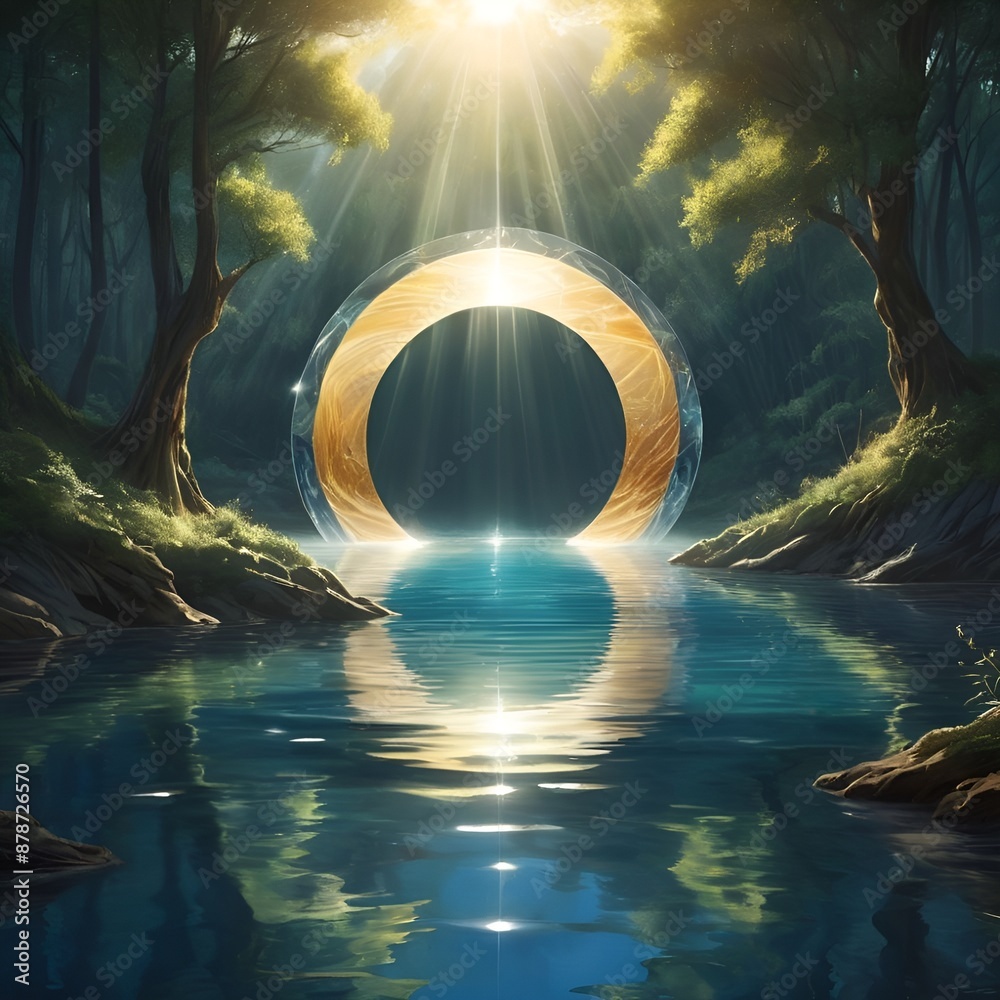The Gleaming Portal: A Surreal River Scene at Sunset The Gleaming Portal: A Surreal River Scene at Sunset