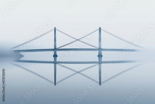 A minimalist bridge icon with a reflection effect, symbolizing connection and transition