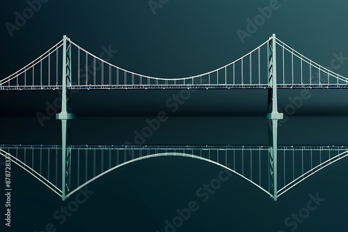 A minimalist bridge icon with a reflection effect, symbolizing connection and transition