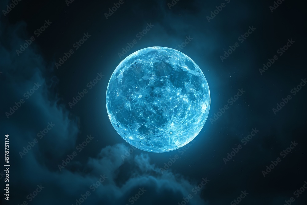 full moon with a glowing blue aura floating in the night sky full moon with a glowing blue aura floating in the night sky
