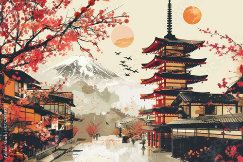 Concept of Japanese culture - Japan, pagoda tower