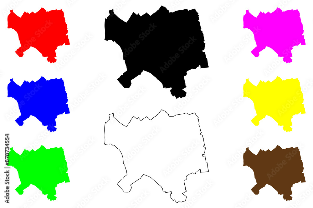 Obraz premium London Borough of Sutton (United Kingdom of Great Britain and Northern Ireland, Ceremonial county and region Greater London, England) map vector illustration, scribble sketch map