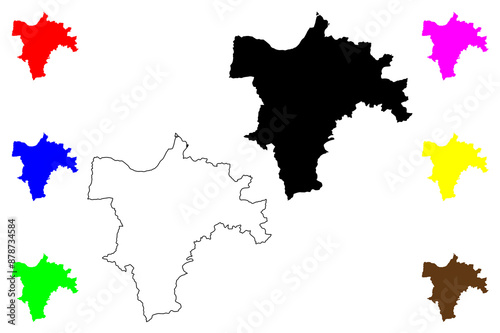 Torridge Non-metropolitan district (United Kingdom of Great Britain and Northern Ireland, ceremonial county Devon or Devonshire, England) map vector illustration, scribble sketch map