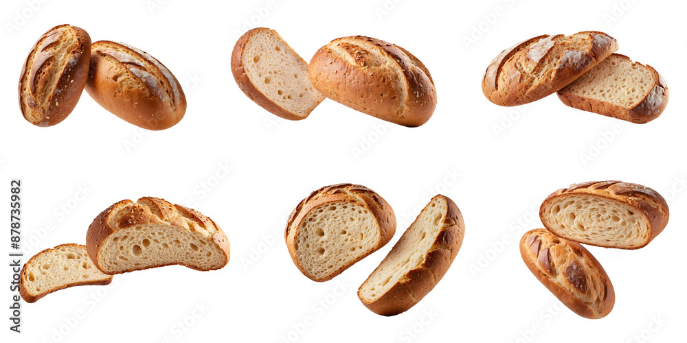 Set of freshly Morning Crisp baked bread isolated transparent background
Set of freshly Morning Crisp baked bread isolated transparent background