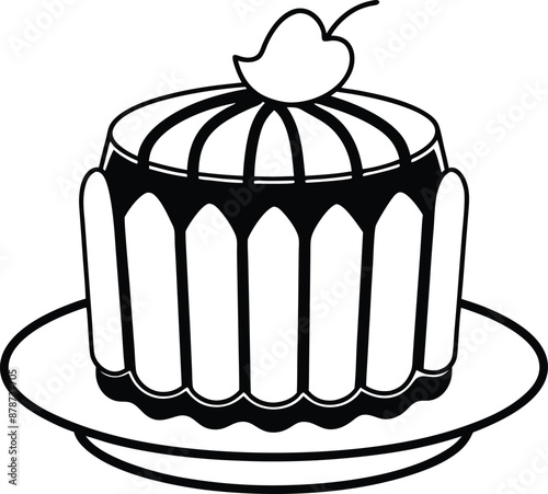 christmas cake illustration black and white. dessert, christmas, celebration, cake, holiday, bakery, festive