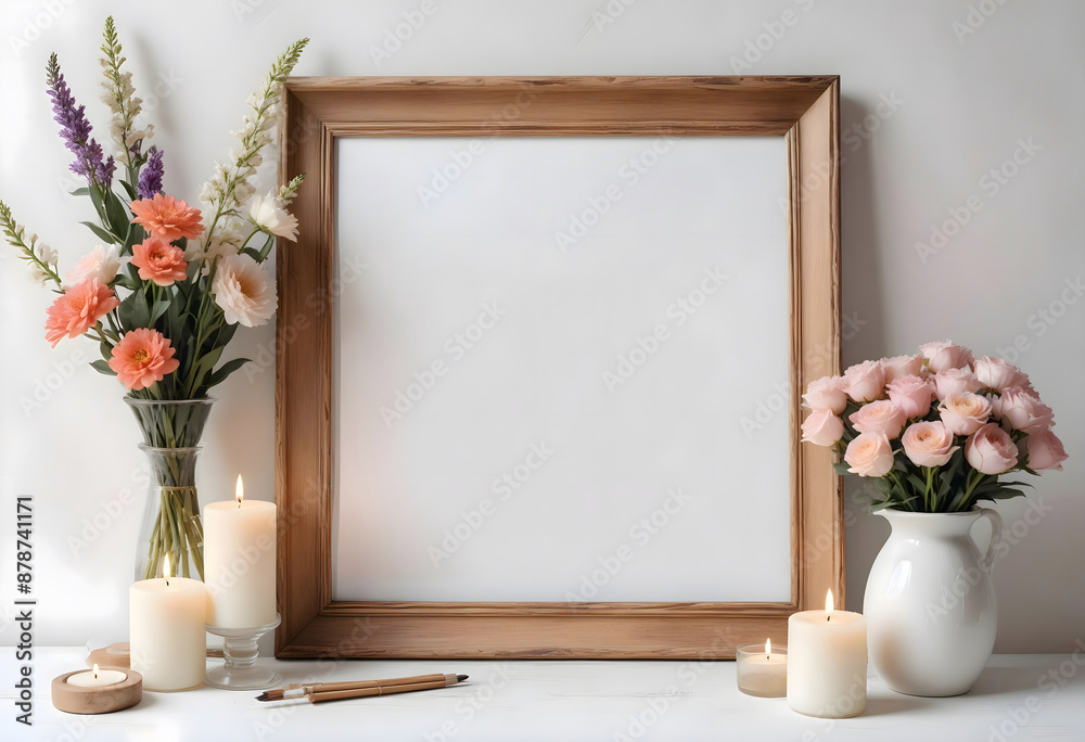 Concept photo of wooden frame mockup Concept photo of wooden frame mockup