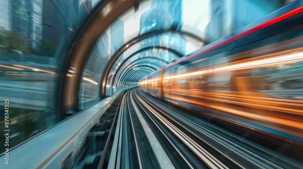 A hyperloop train speeding through a transparent tunnel at incredible speeds A hyperloop train speeding through a transparent tunnel at incredible speeds