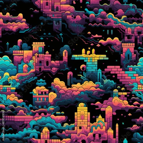 A vibrant surreal seamless ...