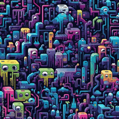 A vibrant surreal seamless ...