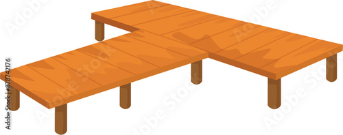 Illustration featuring a wooden pier extending over water, providing a scenic spot for relaxation or fishing