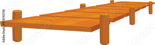 Wooden pier extending over the water, isolated on white background