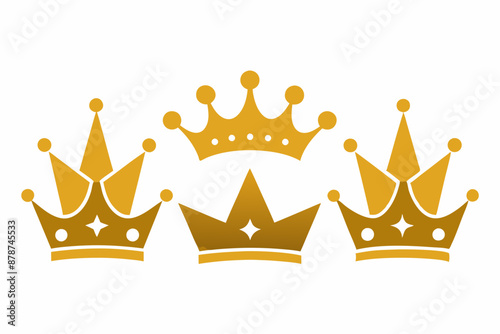 A Set of Highly detailed golden crowns vector art illustration photo