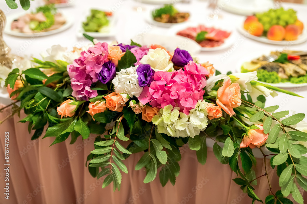 Colorful Flower Arrangement on Table Colorful Flower Arrangement on Table
