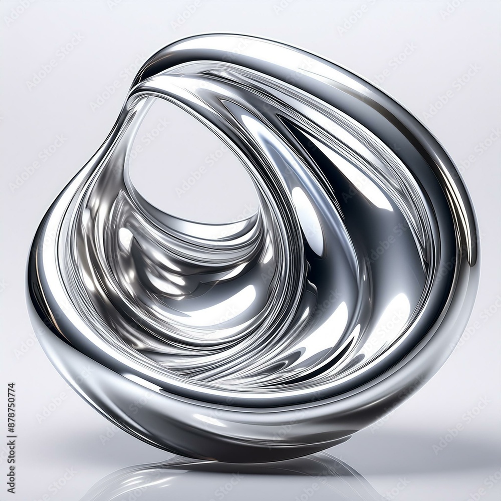 A 3D Fluid chrome shapes, abstract metal background with a spiral
A 3D Fluid chrome shapes, abstract metal background with a spiral