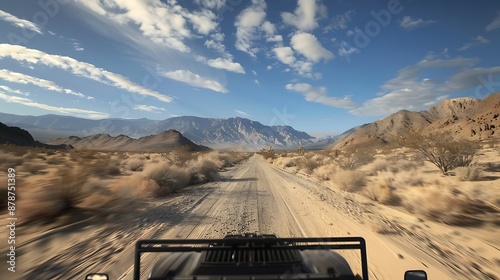 Great sight from a hard ride utv on an empty road very detailed and realistic shape