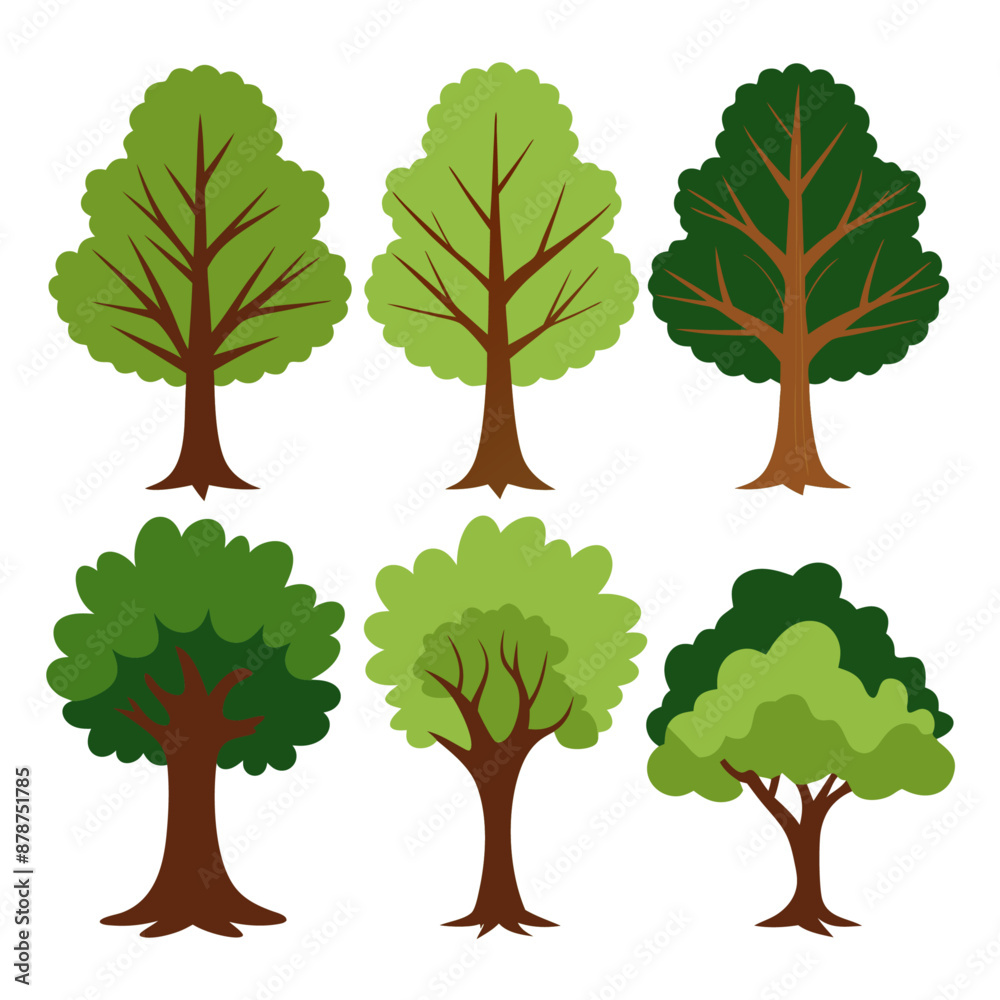 Fototapeta premium Oak tree vector. Oak tree sets