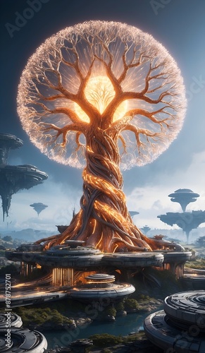 A massive glowing tree