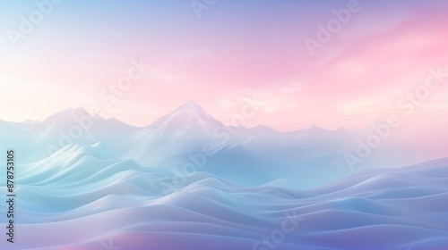 A Majestic Pastel Mountain Landscape with Soft Sunset Hues