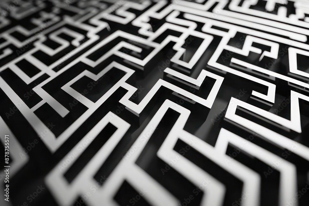 Abstract Background, An abstract background characterized by a labyrinth of geometric patterns in black and white Abstract Background, An abstract background characterized by a labyrinth of geometric patterns in black and white