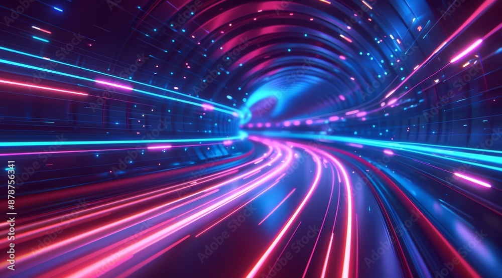 Abstract red and blue glowing light speed lines background with blur effect Abstract red and blue glowing light speed lines background with blur effect