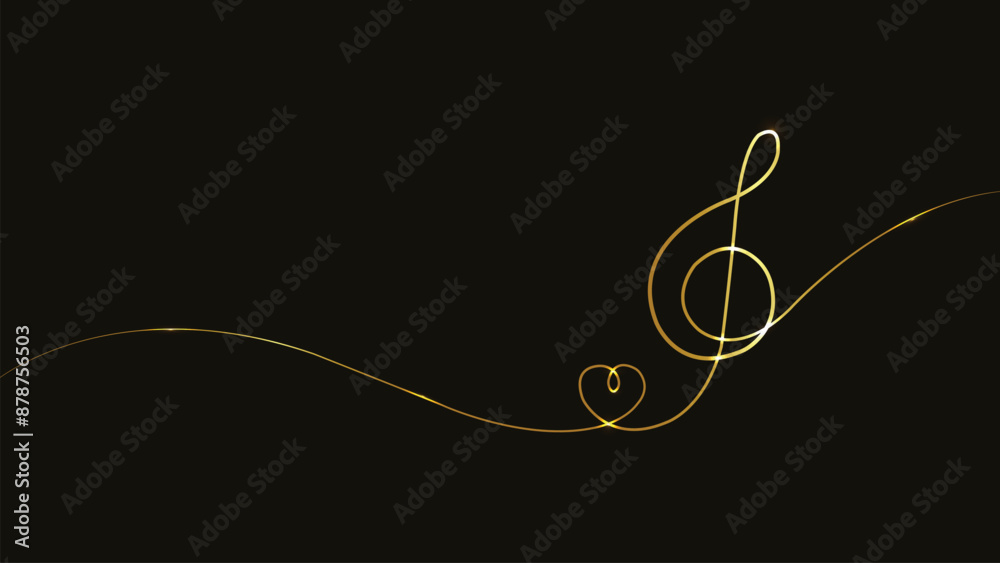 Treble Clef with Heart. Musical note heart. One line art. Song Element Icon. Love music composition concept. Hand drawn continuous contour drawing outline. Romantic song. Vector illustration. Gold.
Treble Clef with Heart. Musical note heart. One line art. Song Element Icon. Love music composition concept. Hand drawn continuous contour drawing outline. Romantic song. Vector illustration. Gold.