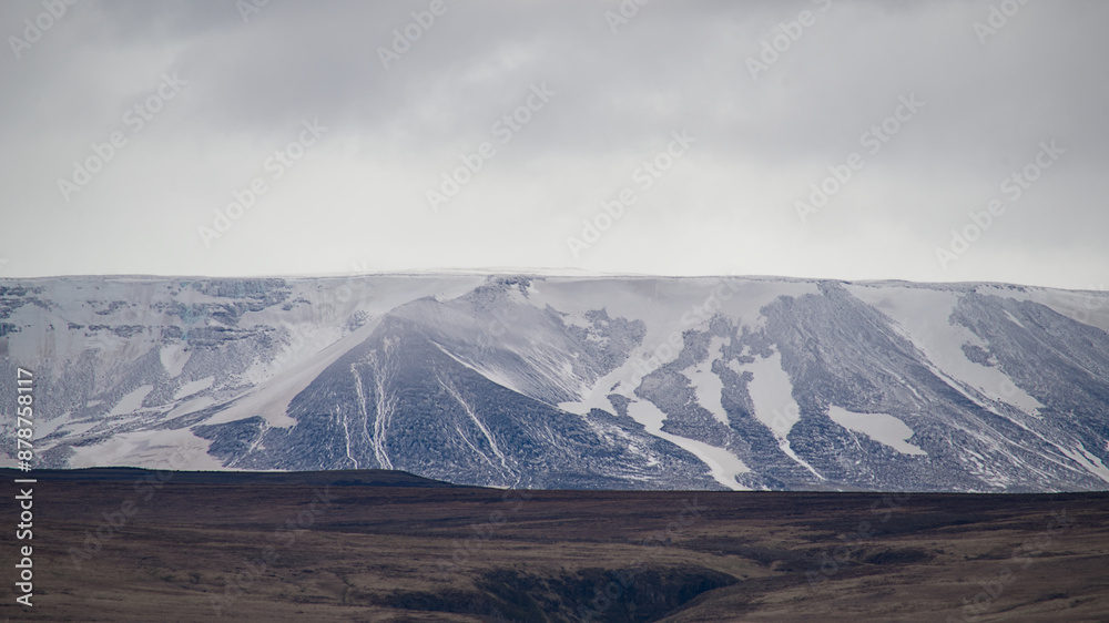 Panoramic formations of a glacial landscape in the southwest of Iceland