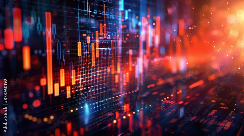 Abstract digital data display with red and blue color palette Abstract digital data display with red and blue color palette