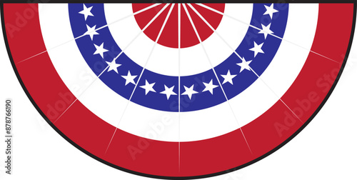 American Patriotic Half Fan Bunting Flag for 4th of July Decoration.