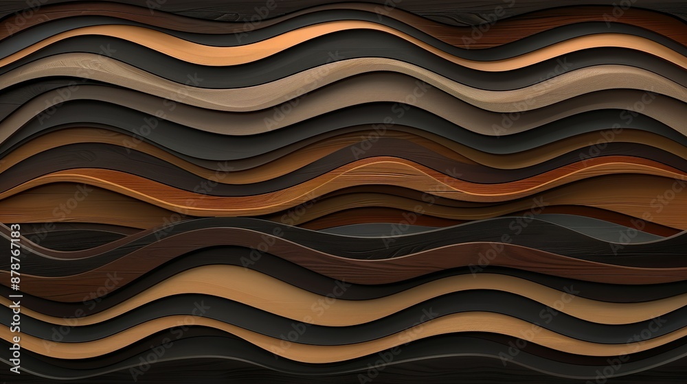 Obraz premium Abstract Colorful Wooden Waves Background with Layered Texture Design