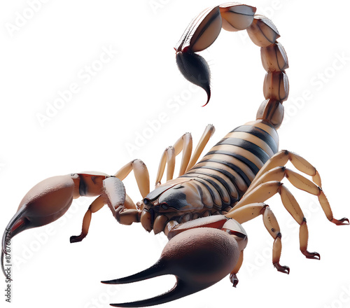 A 3D rendering of a scorpion with its tail curled around its body. photo