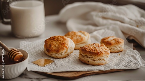 Obraz na płótnie Milk and honey biscuits on paper towels w salonie